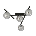 Emibig Emibig Lampe de plafond en métal et verre avec 4 sphères en verre fumé - Ambiance parfaite pour chaque pièce