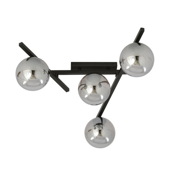 Emibig Emibig Lámpara de techo de metal y vidrio con 4 esferas de vidrio ahumado - La atmósfera perfecta para cualquier habitación