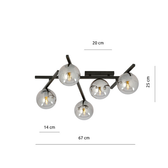Emibig Emibig Lámpara de techo con 5 bombillas ahumadas E14 - Perfecta para crear un ambiente acogedor