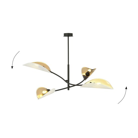 Emibig Emibig White with gold hanging lamp with 4 arms and transparent leaves - Create a cozy ambiance in your home