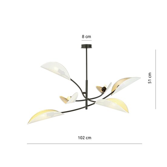 Emibig Emibig White and gold hanging lamp with 6 arms - Perfect for stylish lighting