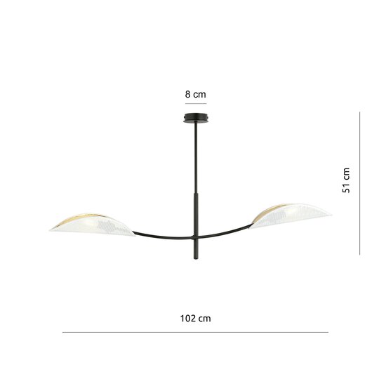 Emibig Emibig Lámpara colgante blanca y dorada con 2 brazos curvados - Perfecta para una atmósfera elegante