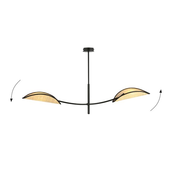 Emibig Emibig Black and rattan hanging lamp with 2 curved arms - Perfect for creating a cozy atmosphere