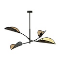 Emibig Emibig zwart met gouden hanglamp met 4 armen en transparante bladeren - Perfect voor een stijlvolle ambiance