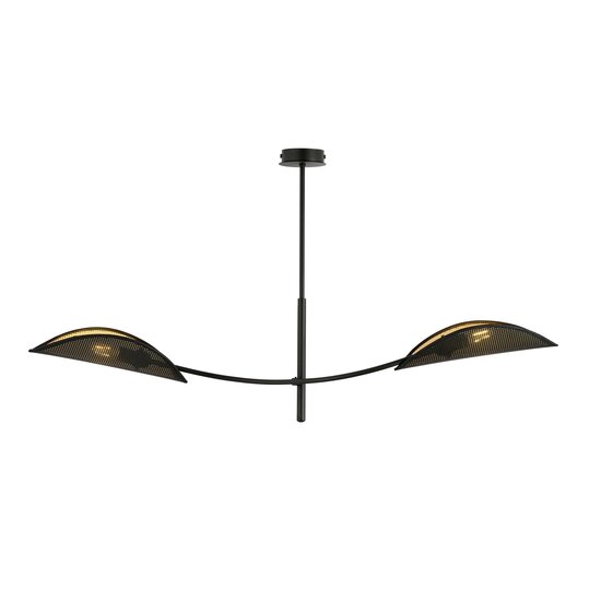 Emibig Emibig schwarz-goldene Hängelampe mit 2 gebogenen Armen - Ideal für eine stilvolle Atmosphäre