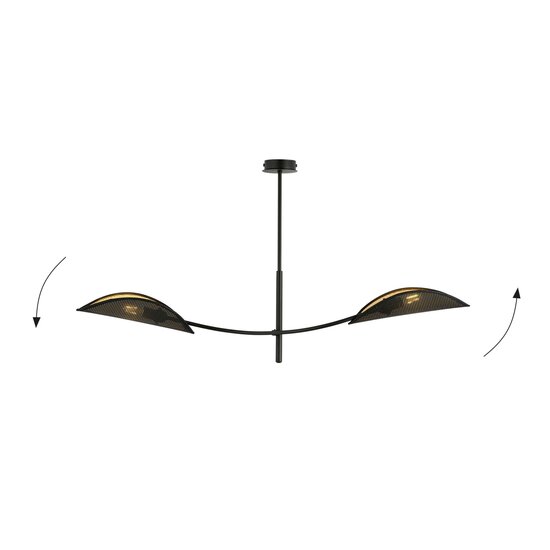Emibig Emibig lampe suspendue noire et dorée avec 2 bras courbés - Idéale pour une ambiance élégante