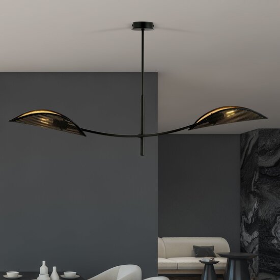 Emibig Emibig lámpara colgante negra y dorada con 2 brazos curvados - Ideal para una atmósfera elegante