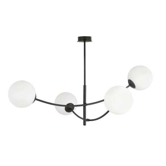 Emibig Emibig Hanging lamp 4 curved arms black and white opal glass E14 - Stylish lighting for any room