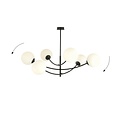 Emibig Emibig Hanging lamp 6 curved arms black and white opal glass E14 - Ideal for creating a cozy atmosphere