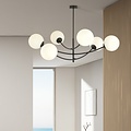 Emibig Emibig Lámpara colgante 6 brazos curvados negro y vidrio opal blanco E14 - Ideal para crear un ambiente acogedor