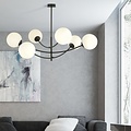 Emibig Emibig Lámpara colgante 6 brazos curvados negro y vidrio opal blanco E14 - Ideal para crear un ambiente acogedor