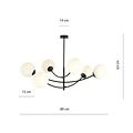 Emibig Emibig Hanging lamp 6 curved arms black and white opal glass E14 - Ideal for creating a cozy atmosphere
