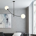 Emibig Emibig Suspension noir et blanc en verre opale avec bras courbés E14 - Idéale pour une ambiance chaleureuse dans votre maison