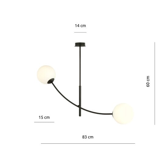 Emibig Emibig Hanglamp zwart en wit opaal glas met gebogen armen E14 - Perfect voor sfeervolle verlichting in elke ruimte
