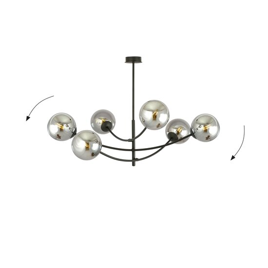 Emibig Emibig Pendent lamp with 6 curved arms black and fumed bulbs E14 - Create a cozy ambiance in your space