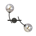 Emibig Emibig Lámpara de pared con 2 brazos en arco negros y bolas de vidrio ahumado E14 - Ideal para crear un ambiente acogedor en su hogar