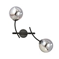 Emibig Emibig Wandleuchte mit 2 schwarzen Bogenarmen und rauchfarbenen Glaskugeln E14 - Ideal für eine gemütliche Atmosphäre in Ihrem Zuhause