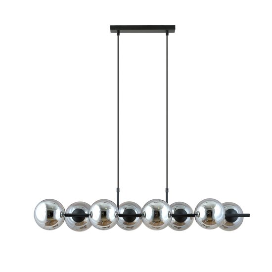 Emibig Emibig Belle lampe suspendue noire à 8 ampoules avec globes en verre fumé et connexion E14 - Idéale pour créer une ambiance élégante