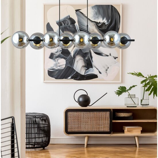 Emibig Emibig Wunderschöne 8-flammige schwarze Hängelampe mit Rauchglasbirnen und E14-Anschluss - Ideal für eine stilvolle Atmosphäre