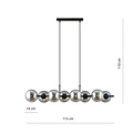 Emibig Emibig Beautiful 8 lamp black hanging lamp with smoked glass bulbs and E14 connection - Ideal for creating a stylish atmosphere