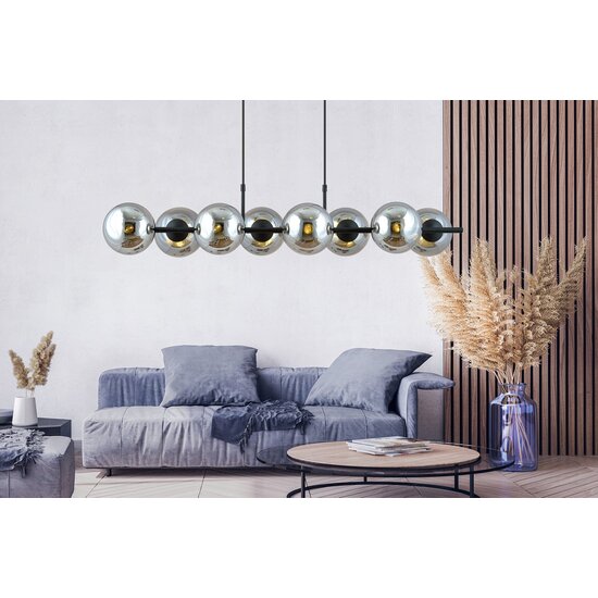 Emibig Emibig Beautiful 8 lamp black hanging lamp with smoked glass bulbs and E14 connection - Ideal for creating a stylish atmosphere