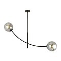 Emibig Emibig Hanglamp zwart met 2 gebogen armen en gerookte bollen E14 - Perfect voor een sfeervolle inrichting