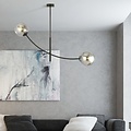 Emibig Emibig Hanging lamp black with 2 curved arms and smoked bulbs E14 - Perfect for creating a cozy atmosphere