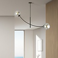 Emibig Emibig Lámpara colgante negra con 2 brazos curvados y bombillas ahumadas E14 - Perfecta para crear un ambiente acogedor