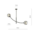 Emibig Emibig Hängelampe schwarz mit 2 gebogenen Armen und rauchfarbenen Glühbirnen E14 - Ideal für eine gemütliche Atmosphäre
