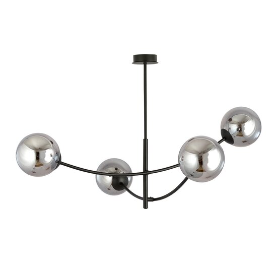 Emibig Emibig Lámpara colgante negra con 4 brazos curvados y bombillas ahumadas E14 - Ideal para crear un ambiente acogedor