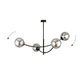 Emibig Emibig Lampe suspendue noire avec 4 bras courbés et ampoules fumées E14 - Idéale pour une ambiance chaleureuse