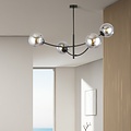Emibig Emibig Lampe suspendue noire avec 4 bras courbés et ampoules fumées E14 - Idéale pour une ambiance chaleureuse