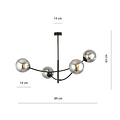 Emibig Emibig Zwarte hanglamp met 4 gebogen armen en gerookte bollen E14 - Perfect voor een sfeervolle inrichting