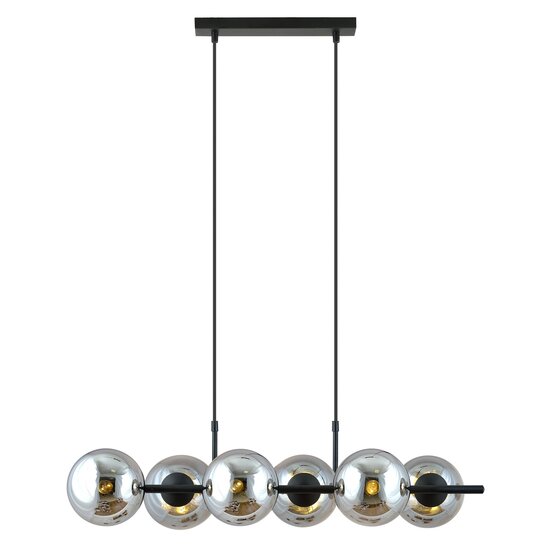 Emibig Emibig Belle lampe suspendue noire à 6 ampoules avec globes en verre fumé et connexion E14 - Idéale pour une ambiance scandinave dans votre intérieur