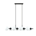 Emibig Emibig lámpara colgante de 8 bombillas negra con bolas de vidrio blanco mate E14 - Ideal para crear un ambiente acogedor en tu hogar