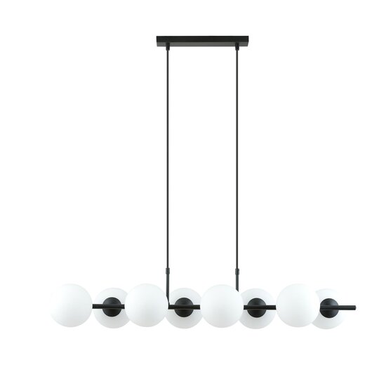 Emibig Emibig lampe suspendue 8 ampoules noire avec boules en verre blanc mat E14 - Parfaite pour une ambiance chaleureuse dans votre maison