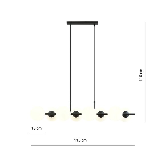 Emibig Emibig 8 bulb hanging lamp black with matt white glass balls E14 - Ideal for creating a cozy atmosphere in your home