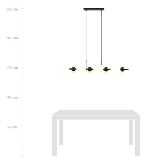 Emibig Emibig 8 bulb hanging lamp black with matt white glass balls E14 - Ideal for creating a cozy atmosphere in your home