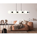 Emibig Emibig lámpara colgante de 8 bombillas negra con bolas de vidrio blanco mate E14 - Ideal para crear un ambiente acogedor en tu hogar
