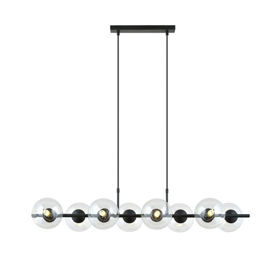 Emibig Emibig 8 lampes suspension noire et avec boules en verre transparent E14 - Idéal pour une ambiance chaleureuse