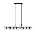 Emibig Emibig 8-flammige schwarze Pendelleuchte schwarz und mit transparenten Glaskugeln E14 - Ideal für eine gemütliche Atmosphäre