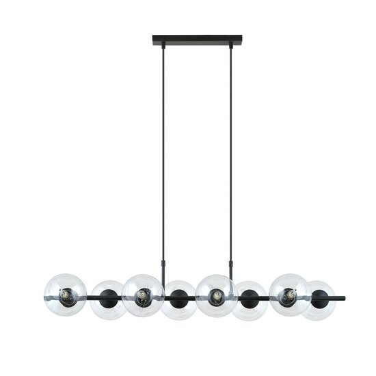 Emibig Emibig 8-flammige schwarze Pendelleuchte schwarz und mit transparenten Glaskugeln E14 - Ideal für eine gemütliche Atmosphäre