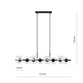 Emibig Emibig lámpara colgante negra de 8 bombillas y bolas de vidrio transparente E14 - Ideal para crear un ambiente acogedor