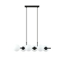 Emibig Emibig Suspension 6 ampoules noire avec boules en verre blanc mat E14 - Idéale pour un éclairage élégant