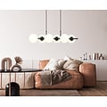 Emibig Emibig Lámpara colgante de 6 bombillas negra con bolas de vidrio blanco mate E14 - Ideal para una iluminación elegante