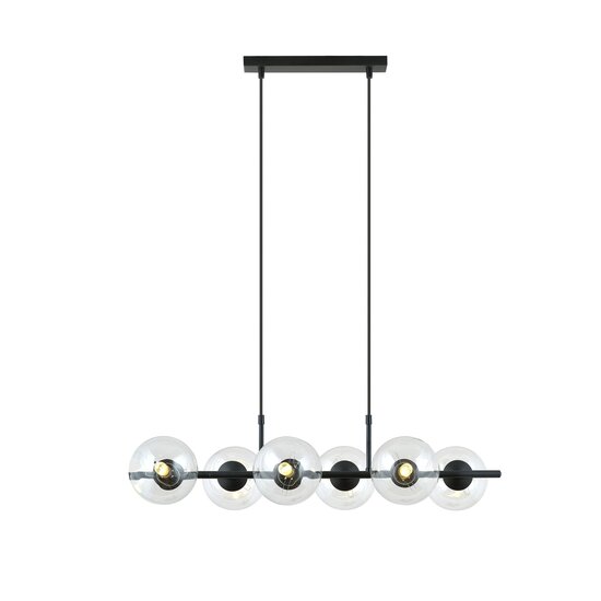 Emibig Emibig lámpara colgante negra 6 bombillas negra y con bolas de vidrio transparente E14 - Perfecta para una atmósfera escandinava