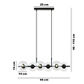Emibig Emibig lampe pendante noire 6 ampoules noire et avec boules en verre transparent E14 - Parfaite pour une ambiance scandinave