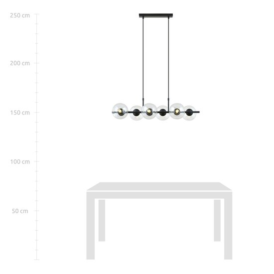 Emibig Emibig lamp black pendant lamp black and with transparent glass balls E14 - Perfect for a Scandinavian atmosphere