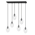Emibig Emibig Longue suspension noire à 6 lumières avec 6 verres soufflés transparents - Créez une ambiance chaleureuse dans votre espace