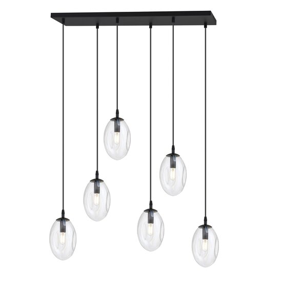 Emibig Emibig Long 6 light black pendant with 6 blown transparent glass - Create a cozy ambiance in your space